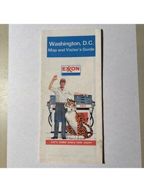 Vintage Exxon Oil Gas Washington DC US Travel Road Map Visitor Guide 1980